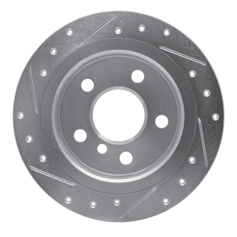 Mini Cooper Brake Rotor (1) - Rear Right - R1 Concepts - Drilled & Slotted - Silver - `14-`24